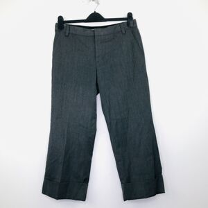 Banana Republic Women's 4 Dress Pants Gray Wool Stretch Cropped Cuffed BH26